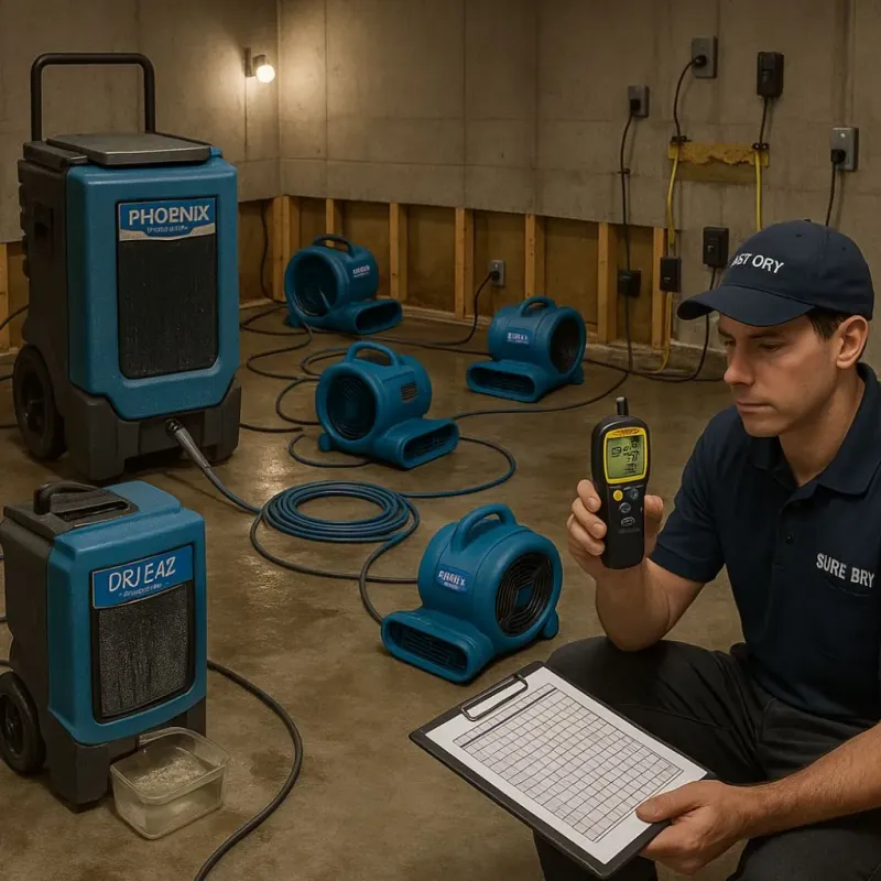 Structural Drying and Dehumidification process in New London, IA